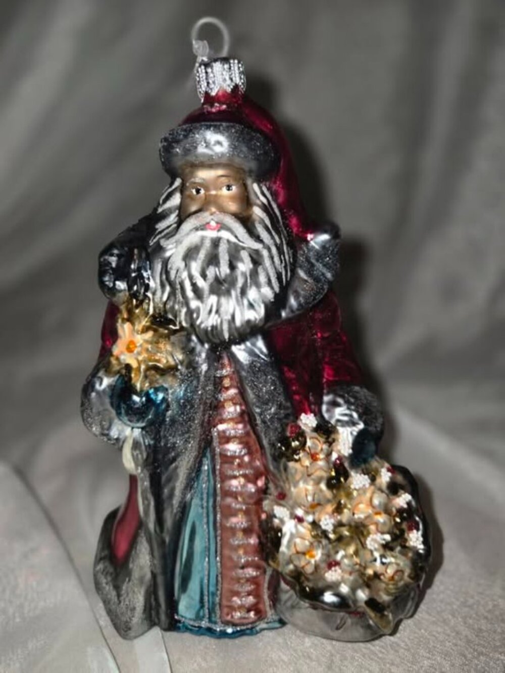 Vtg Dillard's Southern Living Hand-Blown Glass Father Christmas Ornament Poland